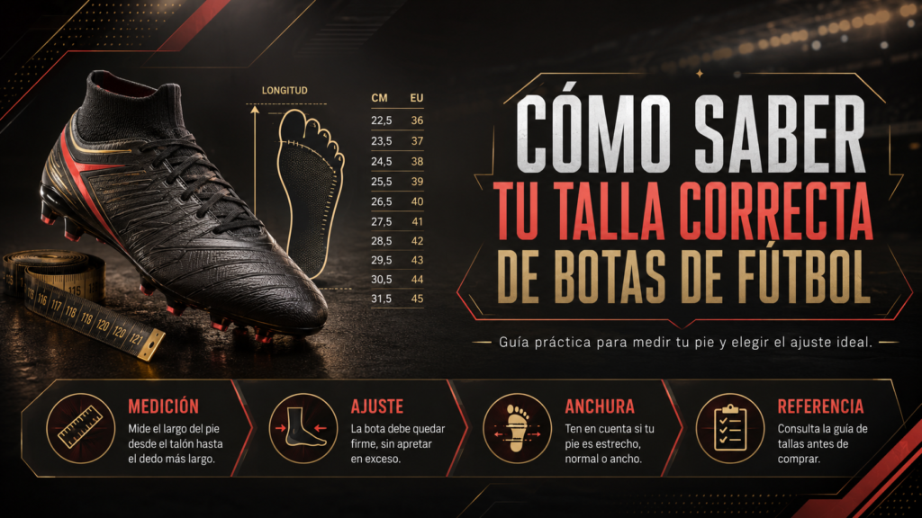 Cómo saber tu talla correcta de botas de fútbol: guía completa