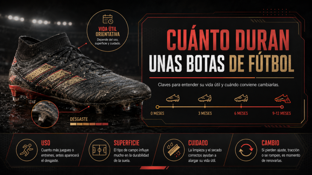 Cuánto duran unas botas de fútbol: vida útil y cuándo cambiarlas