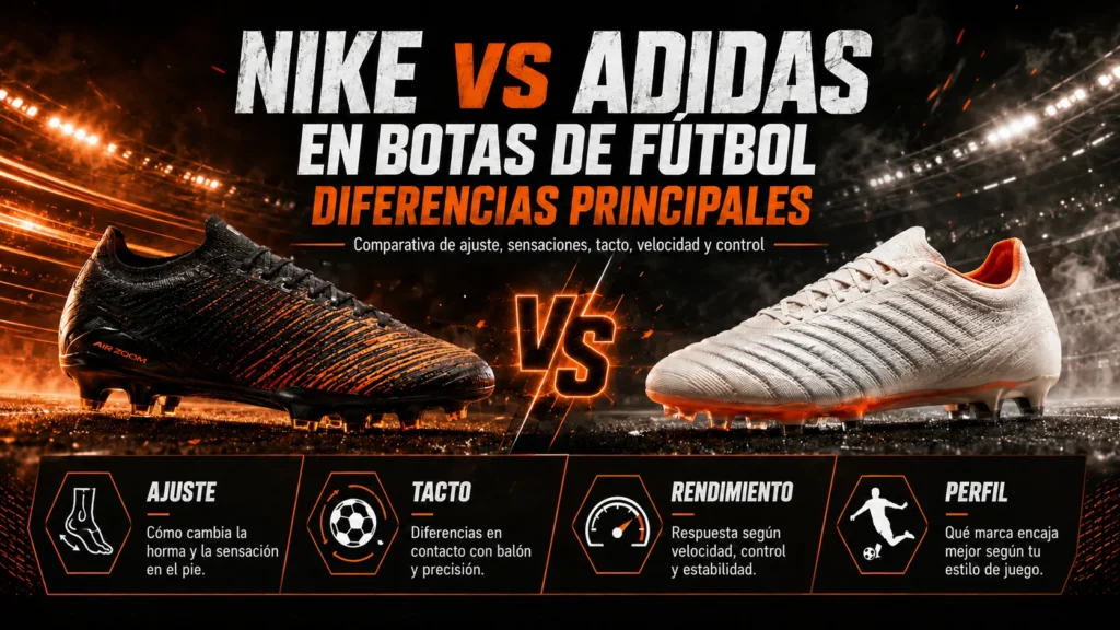 Nike vs Adidas en botas de fútbol: diferencias principales