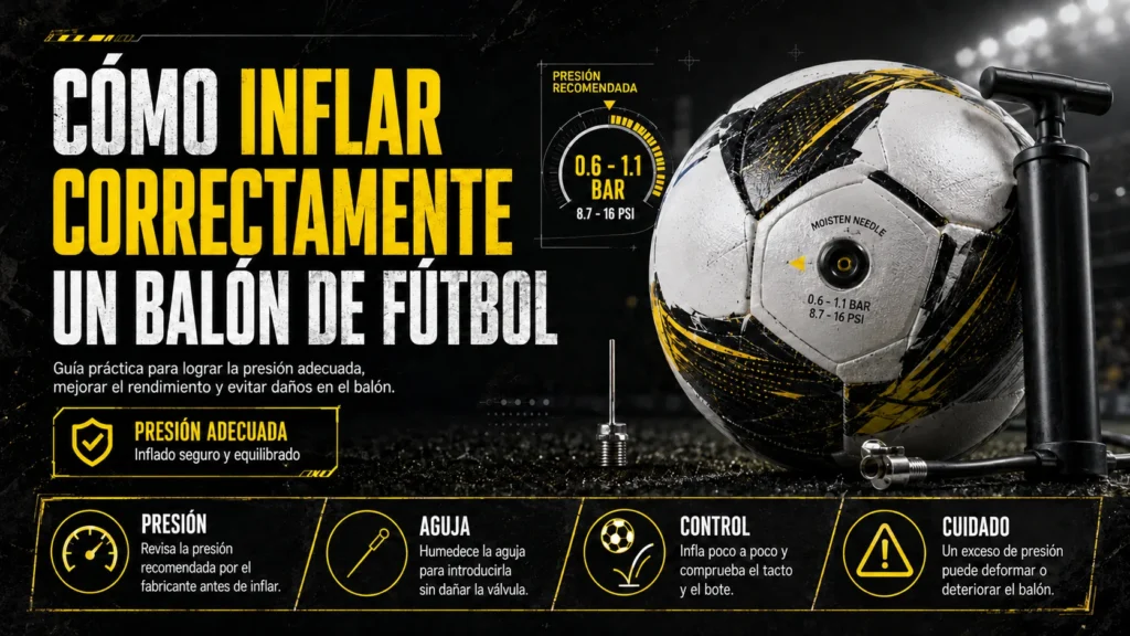 Cómo inflar correctamente un balón de fútbol: presión y pasos a seguir